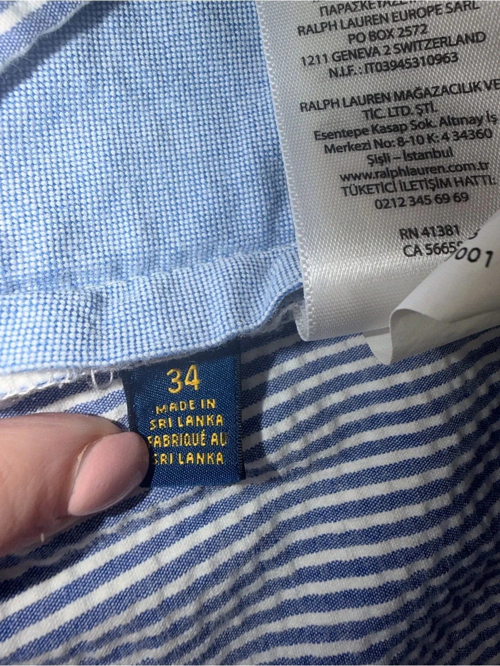 Polo Ralph Lauren Men’s Seersucker blue white shorts stretch classic fit 34